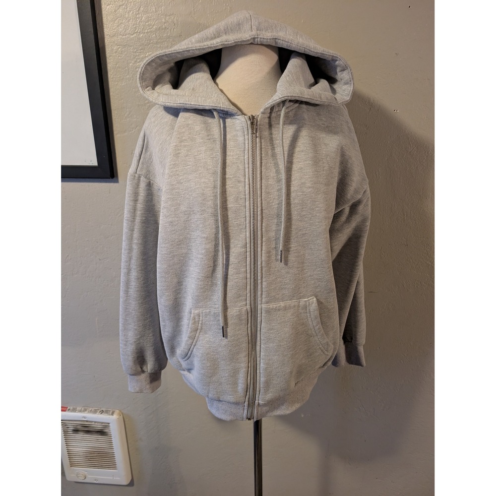 Mens full zip gray hooded jacket excellent condition size M
